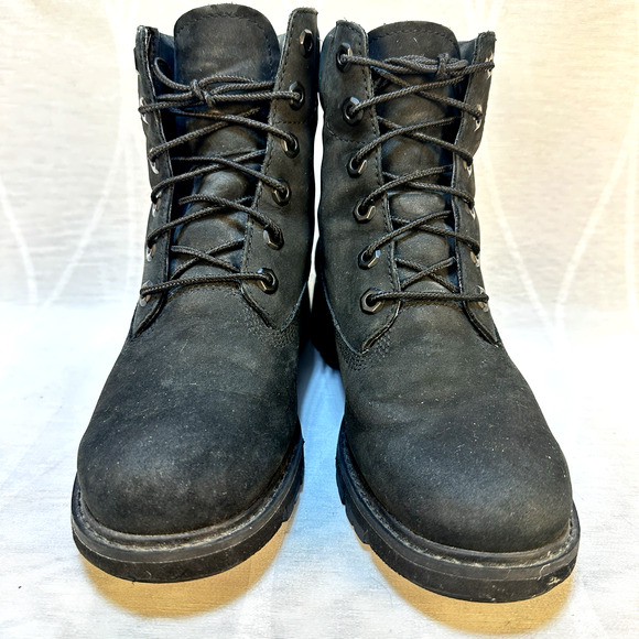 Timberland® Premium 6-Inch Waterproof Size 6.5 Black Nubuck Leather ReBOTL A6446 - Picture 2 of 9